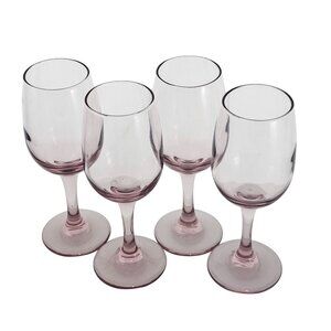 4 Libbey Blush Pink Wine Glasses 7" millennial pink romantic pastel 90s stemware